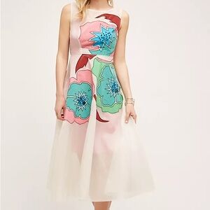 Tracy Reese Anthropologie Maraville Silk Dress Floral Midi Size 2